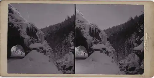 Ansichtskarte .Bayern Bayern Skipiste Skifahrer 1893 3D/Stereoskopie