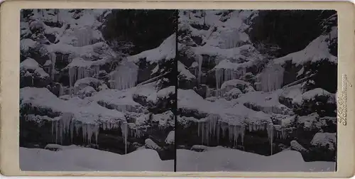 Bayern gegfrorener Wasserfall Waterfall CDV Kabinettfoto 1893 3D/Stereoskopie