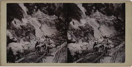 Almbachklamm Schellenberg Markt Holzfäller CDV Kabinettfoto 1893 3DStereoskopie