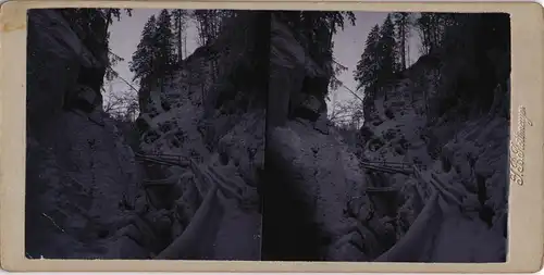 Ramsau  Berchtesgaden Wimbachklamm Winter CDV Kabinettfoto 1893 3D/Stereoskopie