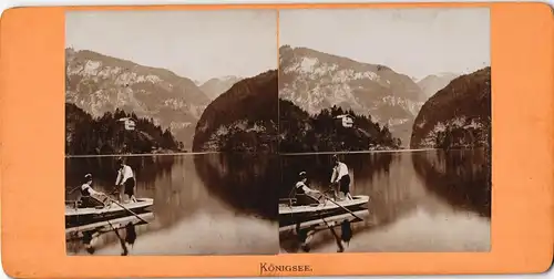 Schönau Königssee Königssee man Frau Boot CDV Kabinettfoto 1895 3D/Stereoskopie
