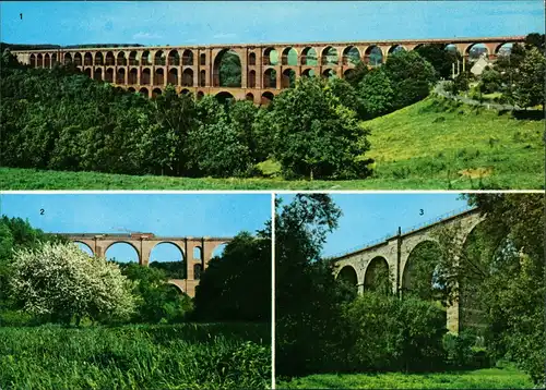 Syratal-Plauen (Vogtland) Göltzschtalbrücke - erbaut 1846-1851 - Länge 577 m, Höhe 78 m, Elstertalbrücke - erbaut 1846-1851 - Länge 280 m, Höhe 68 m, Syratalbrücke - erbaut 1871-1873 - Länge 200 m, Höhe 30 m, 1978/1984