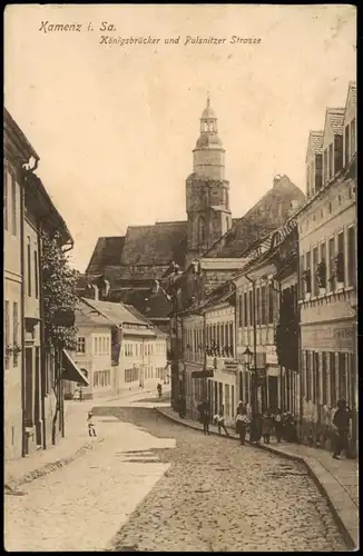 Ansichtskarte Kamenz Kamjenc Königsbrücker und Pulsnitzer Strasse 1913