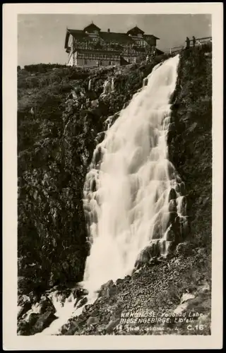 Spindlermühle Špindlerův Mlýn |  Elbfall und Elbfallbaude Waterfall 1931