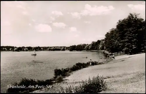 AK Grünheide (Mark) Peetzsee 1962   Landpoststempel "Grünheide über Erkner"