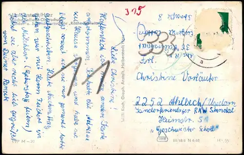 Halberstadt Käthe-Kollwitz-Oberschule Schulgebäude DDR AK 1968