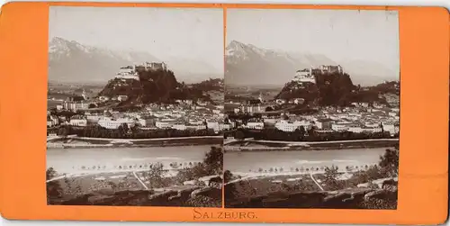 Ansichtskarte Salzburg CDV Kabinettfoto - Stadt 1895 3D/Stereoskopie