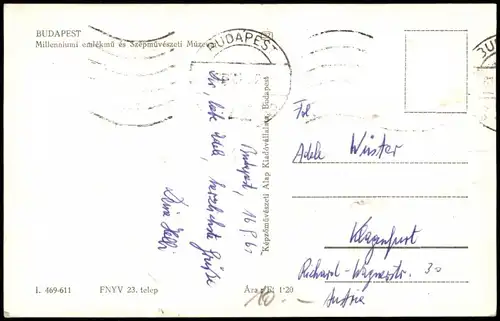 Postcard Budapest Millenniumi emlékmű és 1963