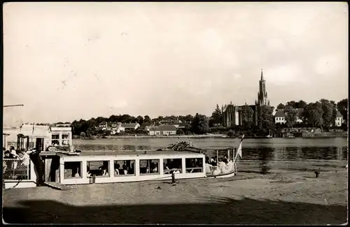 Malchow (Mecklenburg) Blick auf Kloster, Schiff Anlegestelle, DDR AK 1966