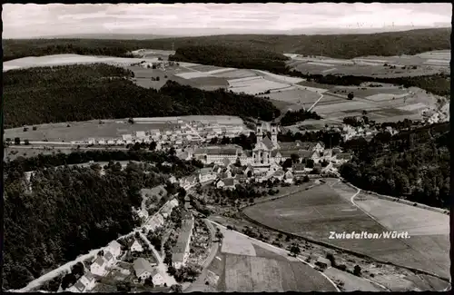 Ansichtskarte Zwiefalten Luftbild Luftaufnahme Totale vom Flugzeug aus 1960