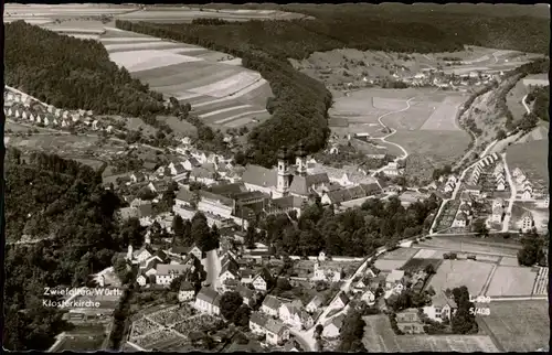 Ansichtskarte Zwiefalten Luftbild mit Klosterkirche v. Flugzeug aus 1961