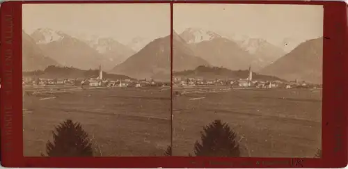 Oberstdorf (Allgäu) Totale - CDV Kabinettfoto 1895 3D/Stereoskopie