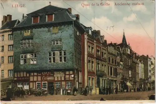 Lüttich Luik Lîdje Quai de la Goffe Ancienne maison 1917  gel. Feldpost