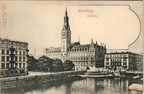 Ansichtskarte Hamburg Partie am Rathaus 1913