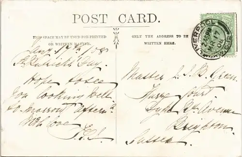 Postcard Liverpool Street, Straßen 1908