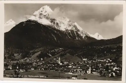 Ansichtskarte Mittenwald Stadt - Gebirge, Wolken 1937