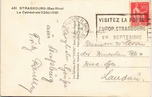 CPA Straßburg Strasbourg Kathedrale, Straße 1937