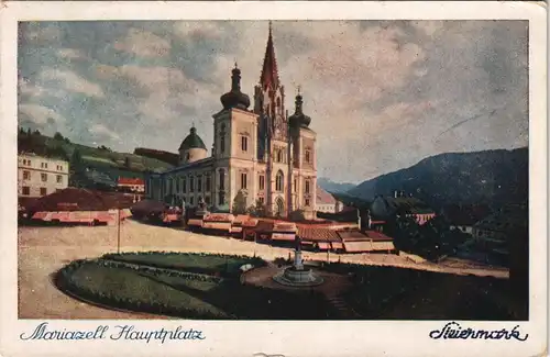 Ansichtskarte Mariazell Stimmungsbild - Hauptplatz 1923