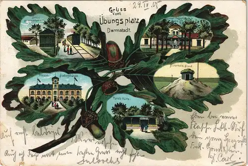 Ansichtskarte Litho AK Darmstadt Truppenübungsplatz - Eichenblattlitho 1905