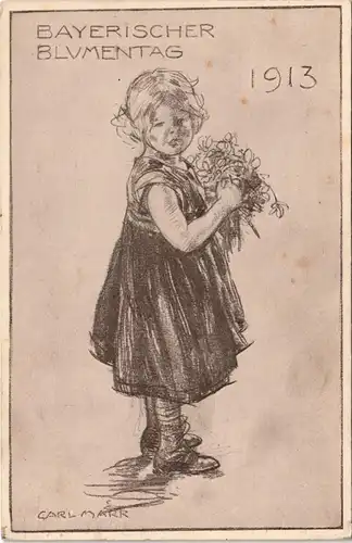 Ansichtskarte .Bayern Bayerischer Blumentag Mädchen 1913