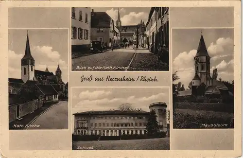 AK Herrnsheim Straße, Kirche 1949  gel. Marke Rheinland-Pfalz Notofer Berlin