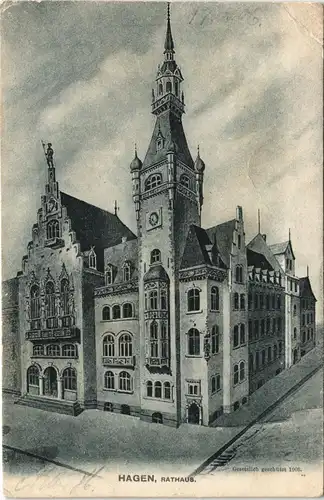 Ansichtskarte Hagen (Westfalen) Partie am Rathaus 1906
