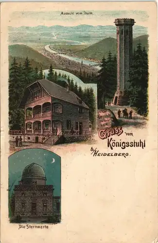 Ansichtskarte Litho AK Heidelberg Sternwarte, Turm und Restauration 1906