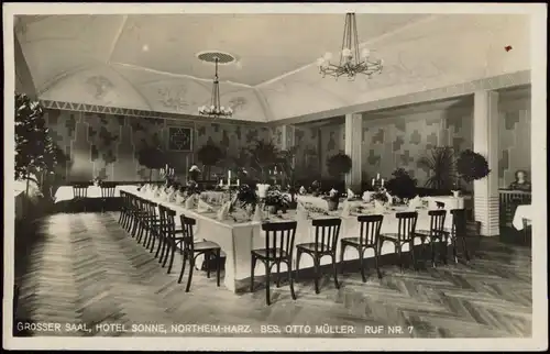 Ansichtskarte Northeim GROSSER SAAL HOTEL SONNE BES. OTTO MÜLLER 1942   2