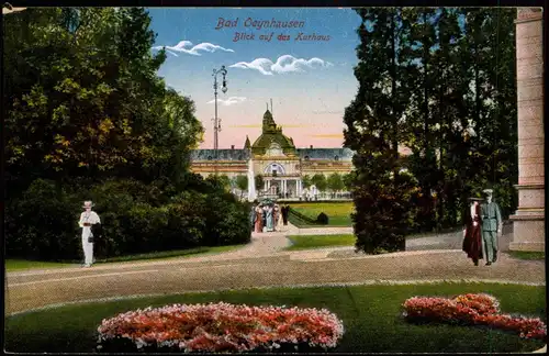 Ansichtskarte Bad Oeynhausen Blick auf das Kurhaus, Personen im Kurpark 1910
