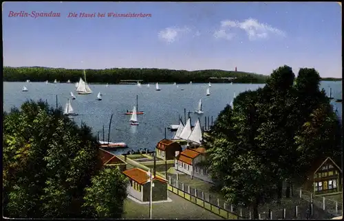 Ansichtskarte Spandau-Berlin Panorama Blick Havel bei Weinmeisterhorn 1910