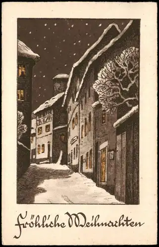 Ansichtskarte  Weihnachten - Christmas, Straße Winter Künstlerkarte 1931