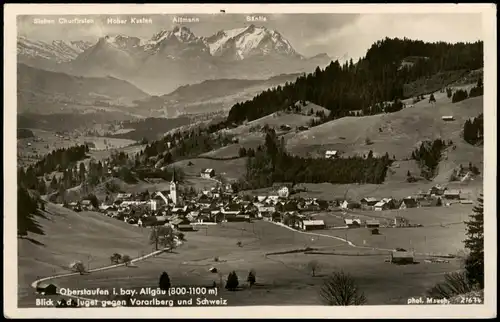 Ansichtskarte Oberstaufen Totale 1934  gel. Sonderstempel