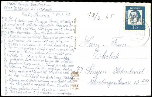 Ansichtskarte Kühbach(LK Aichach-Friedberg) Caritasheim 1965