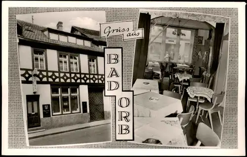 Ansichtskarte Bad Orb Cafe Metzler Haupstraße 2 Bild Gaststube 1962