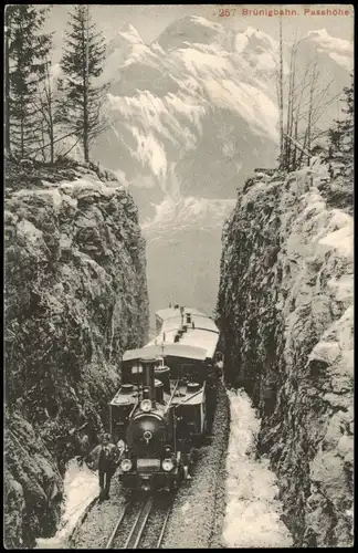 Ansichtskarte Brünig BE-Meiringen Dampflokomotive Brünigbahn 1909