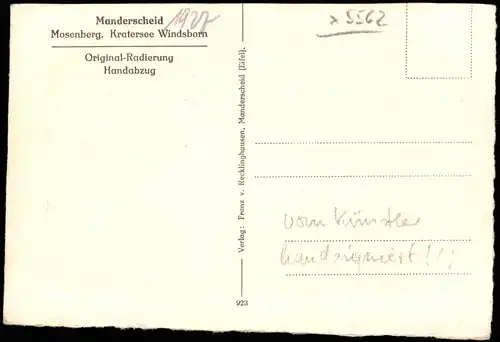 Ansichtskarte Manderscheid Mosenberg. Kratersee Windsborn 1927