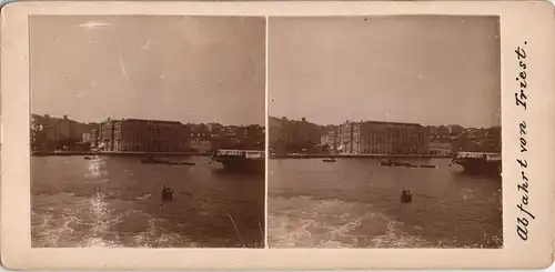 Cartoline Trient Trento CDV Kabinettfoto Stadt Hafen 1909 3D/Stereoskopie