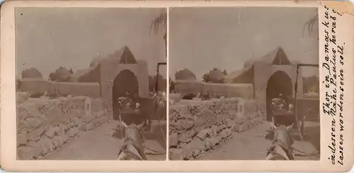 Damaskus دِمَشق‎ Tor, Ochsenkarren Paulus CDV Kabinettfoto 1909 3D/Stereoskopie