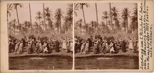 Egypt Ägypten Landung Nil Bedraschen CDV Kabinettfoto 1909 Stereoskopie