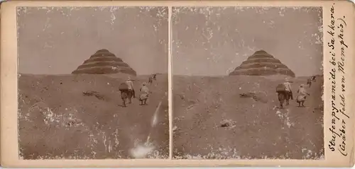 Pyramide Sakkara - Memphis Egypt Ägypten CDV Kabinettfoto 1909 3D/Stereoskopie