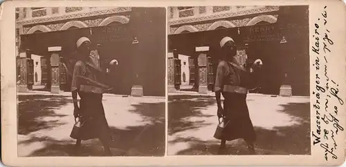 Kairo القاهرة Wasserträger vor Wells Fargo Filiale CDV Kabinettfoto 1909