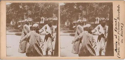 Kairo القاهرة Kinder  Pilsner Bierstube CDV Kabinettfoto 1909  3D/Stereoskopie