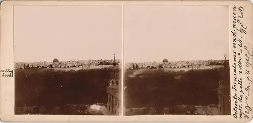 Jerusalem (רושלים) Ostseite CDV Kabinettfoto 1909 Privatfoto 3D/Stereoskopie