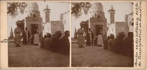 Jerusalem  (רושלים) Forschergruppe vor Moschee 1909 Privatfoto 3D/Stereoskopie