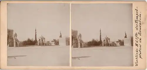Jerusalem (רושלים) Tempelplatz, Westsite CDV Kaqbinettfoto 1909 3D/Stereoskopie