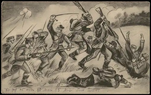 Ansichtskarte  Militaria Sturmangriff WK1 Künstlerkarte 1914