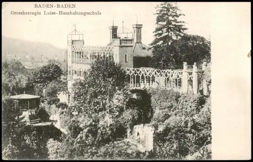 Ansichtskarte Baden-Baden Grossherzogin Luise - Haushaltungsschule 1908