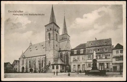 Ansichtskarte Gerolzhofen Marktplatz, Stadtkirche 1924