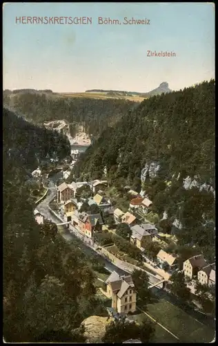 Postcard Herrnskretschen Hřensko Stadt und Zirkelstein 1923