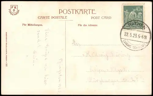 Postcard Herrnskretschen Hřensko Stadt und Zirkelstein 1923